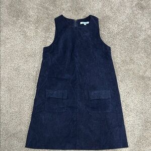 Chic Navy Faux Curdoroy Dress with Pockets